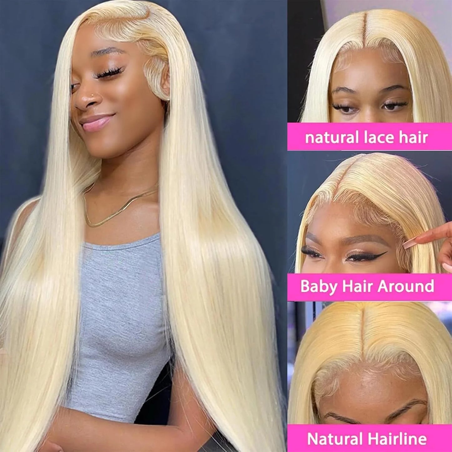 30-46 Inch 613 Honey Blonde Bone Straight HD Lace Front Human Hair Wig (13x6/13x4)