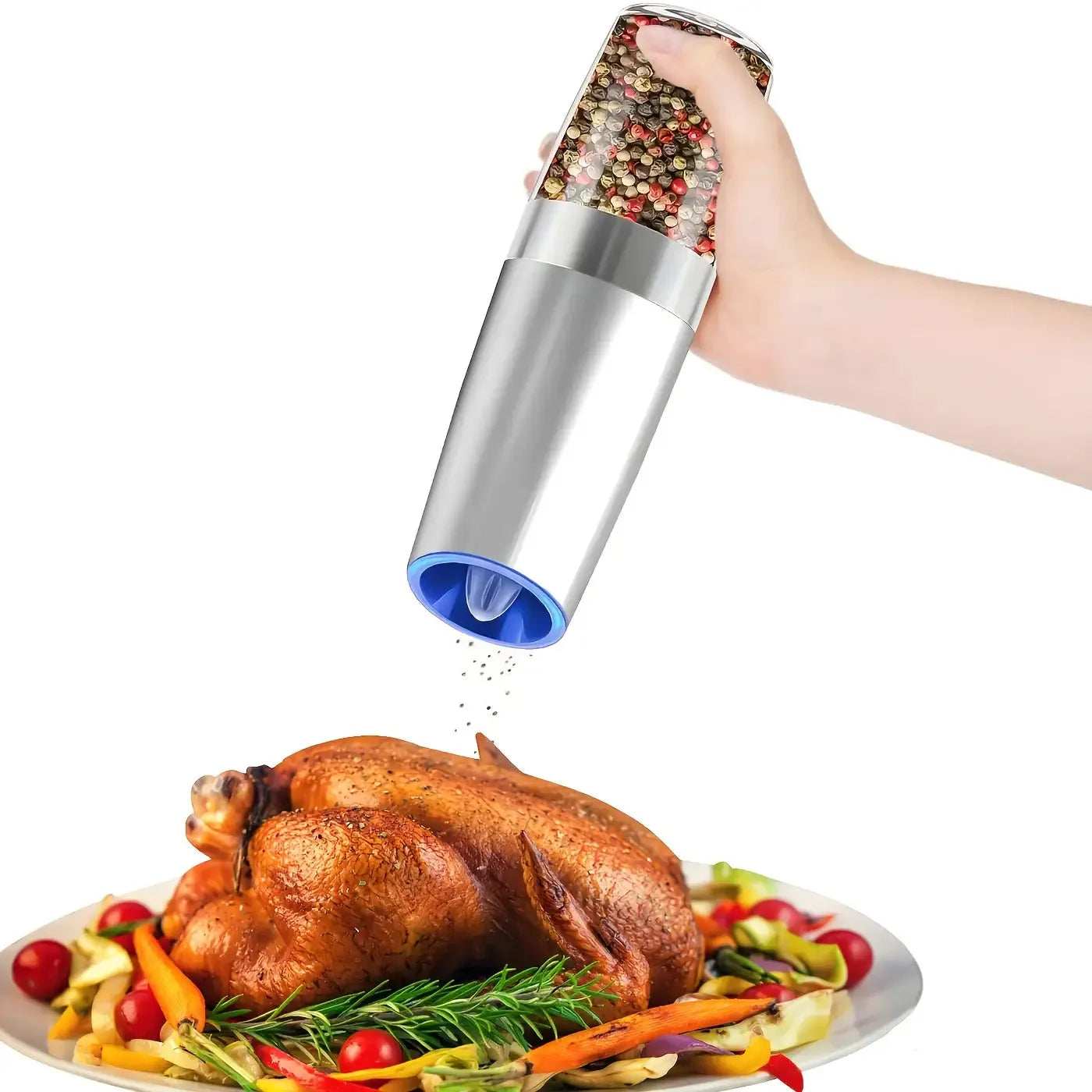 2-Piece Automatic Electric Seasoning Grinder Set – Adjustable Coarseness, Battery Powered