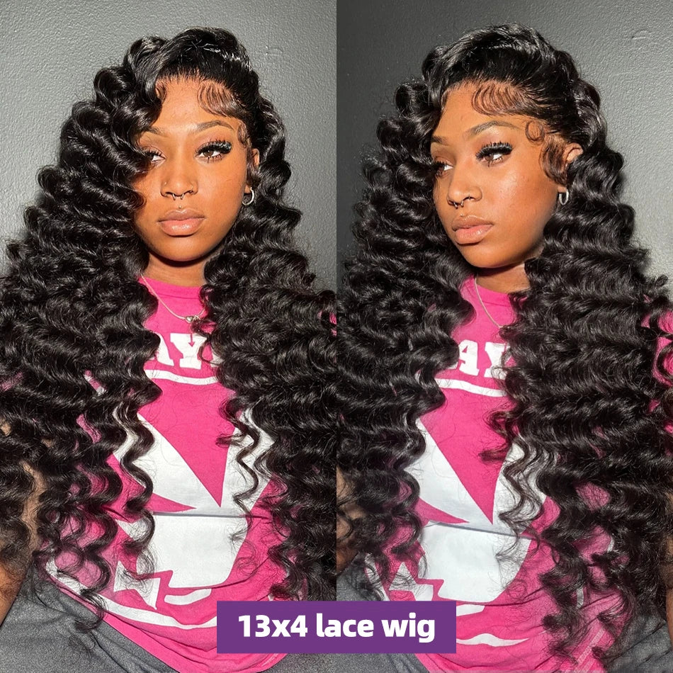 13x6 HD Transparent Loose Deep Wave Lace Front Human Hair Wig (200% Density, 30–34 inch)