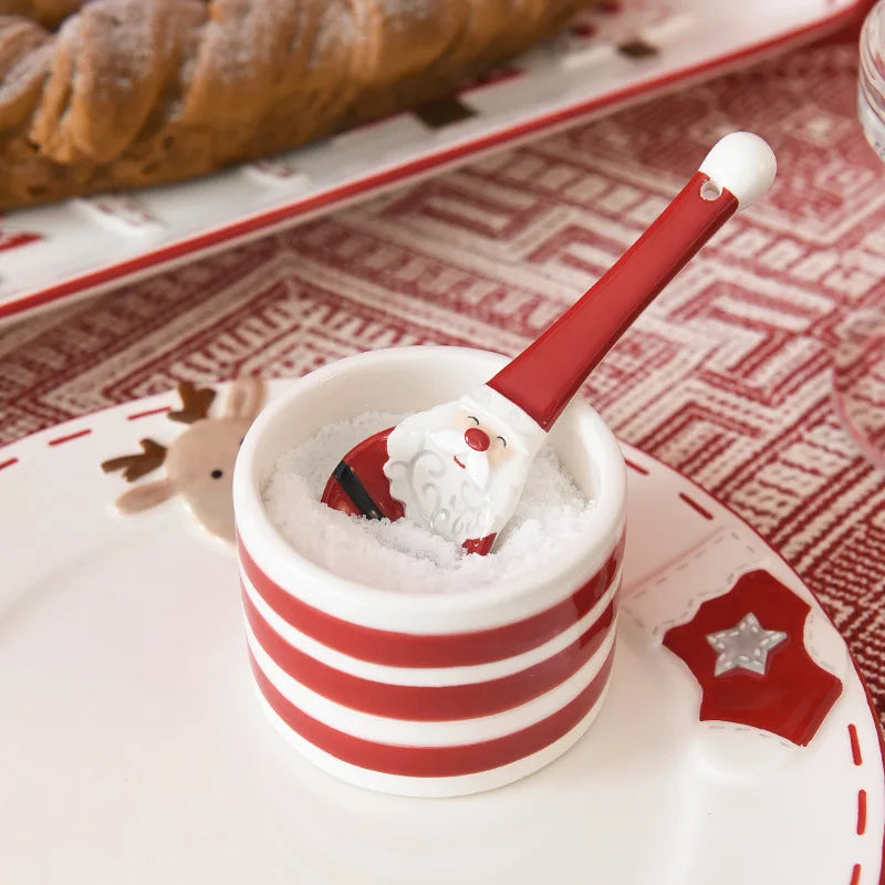 Christmas Ceramic Dinnerware Set – Santa, Snowman, and Tree Plates, Mugs & Bowls for Festive Holiday Table Decor