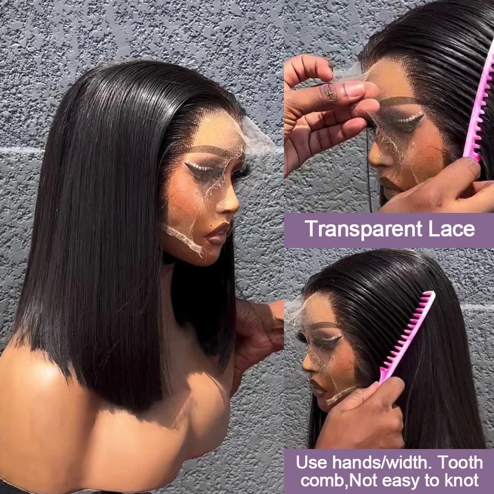 Wear & Go Glueless 13x6 HD Lace Front Short Bob Wig (Vietnamese Remy, Multi-Parting, Pre-Plucked)