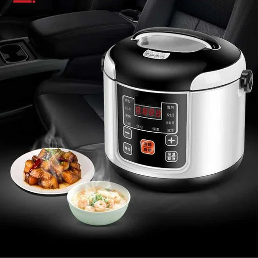 Portable 2L Car Rice Cooker – 12V/24V Electric Multi-Cooker for Soup, Porridge & Steamed Meals