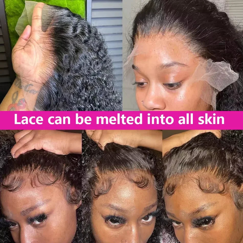 Deep Wave Short Bob 13x4 Lace Front Remy Human Hair Wig (Transparent Swiss Lace, Pre-Plucked Look)