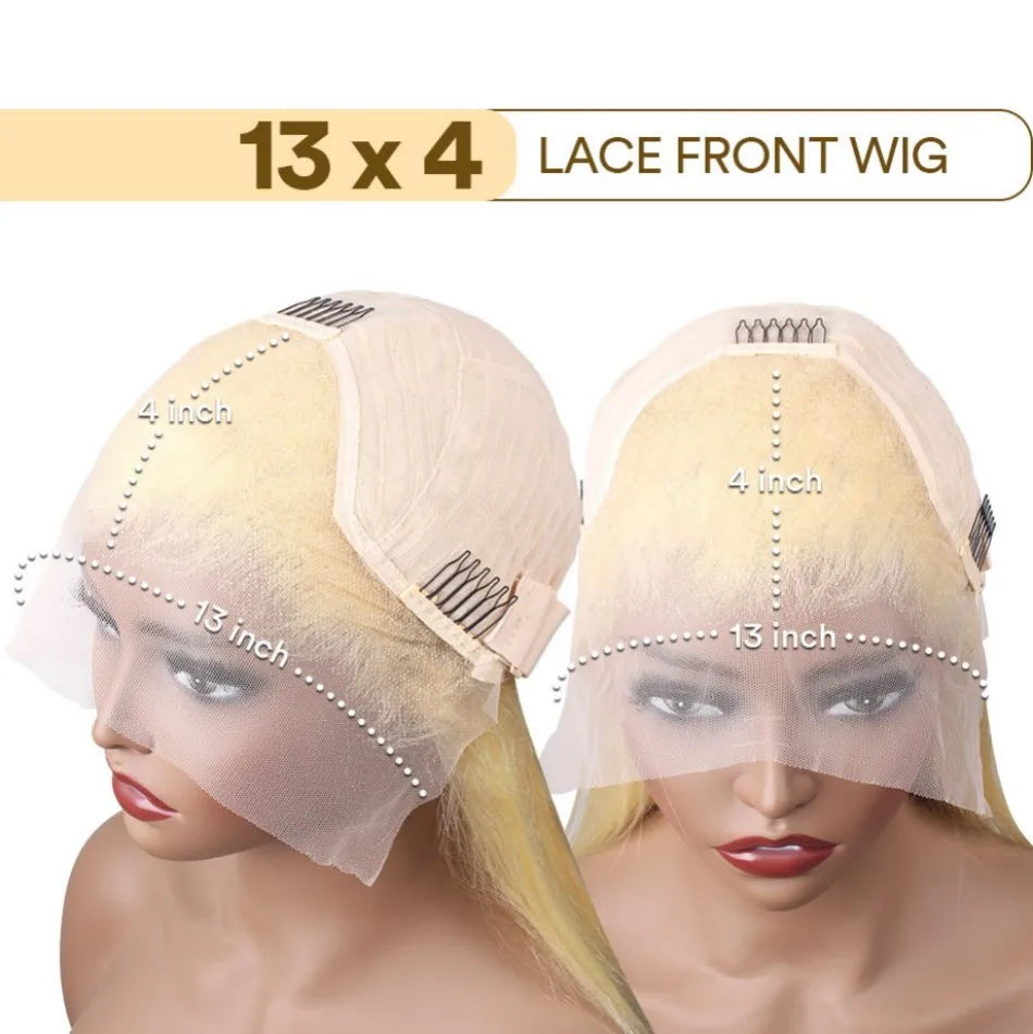 Blonde 613 HD Lace Frontal Straight Brazilian Wig – 40 Inch, 250% Density, 13×6 Transparent Lace