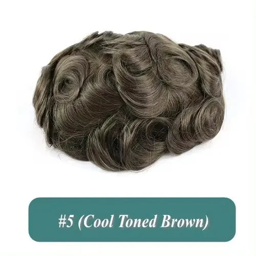 Men's Human Hair Toupee Wig – 30mm Wave, Natural Straight, 0.1mm PU Base