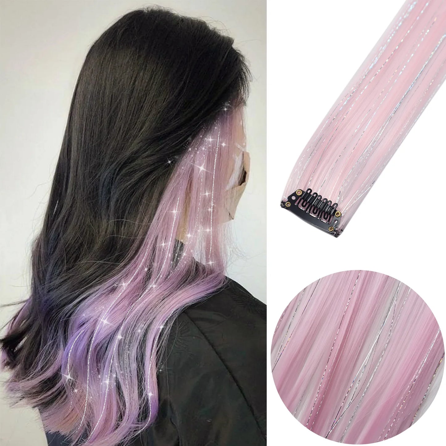 Colored Party Highlight Clip-In Hair Extensions | Synthetic Straight | 6pcs 70g | 22 Inch | Multi-Color
