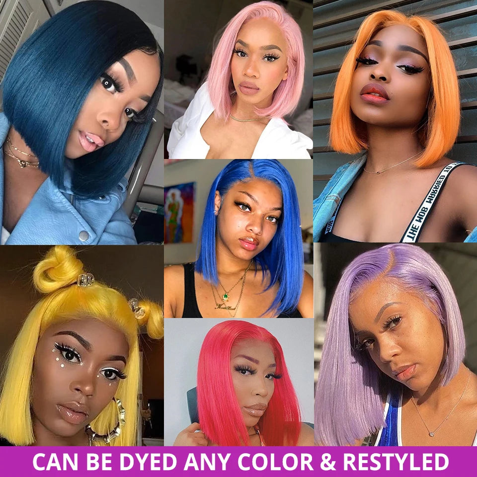 POPVIBES Bone Straight Short Bob HD Transparent Lace Front Wig (13x4/13x6) – Glueless Brazilian Remy Human Hair