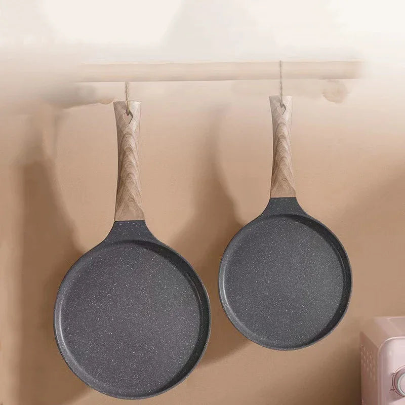 Nonstick Crepe & Pancake Pan with Wooden Handle – Induction Frying Pan for Eggs & Steak