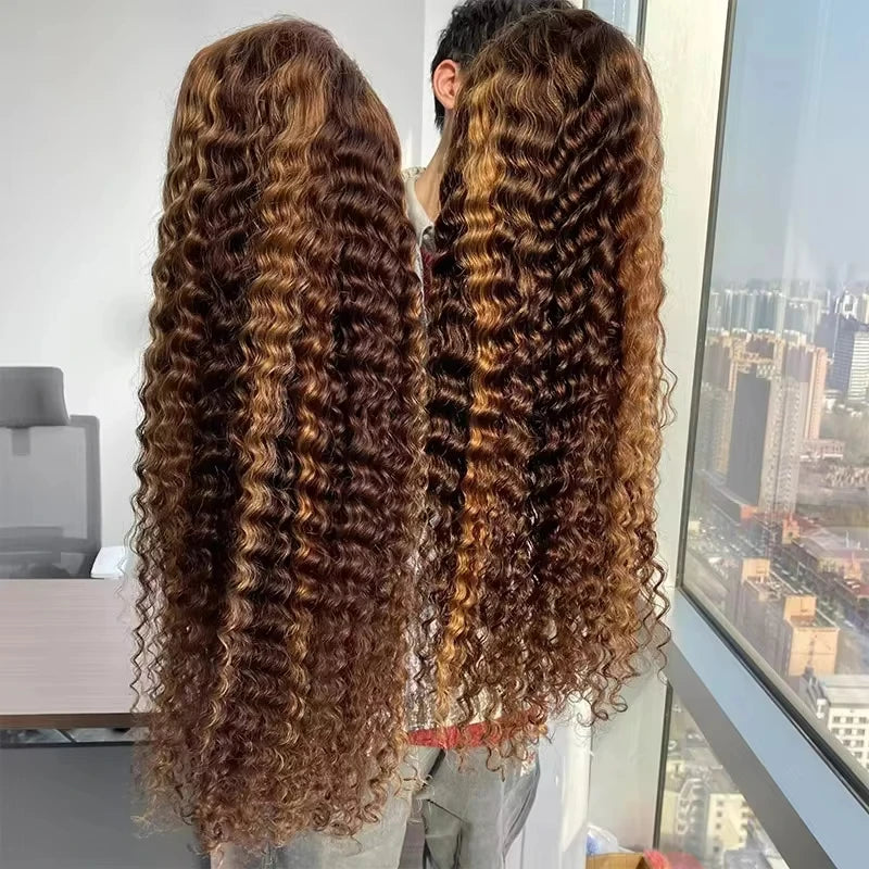 Ombre Highlight Water Wave HD Lace Front Wig (13x6 / 13x4) – Brazilian Remy Human Hair, Deep Wave Frontal (26"+)