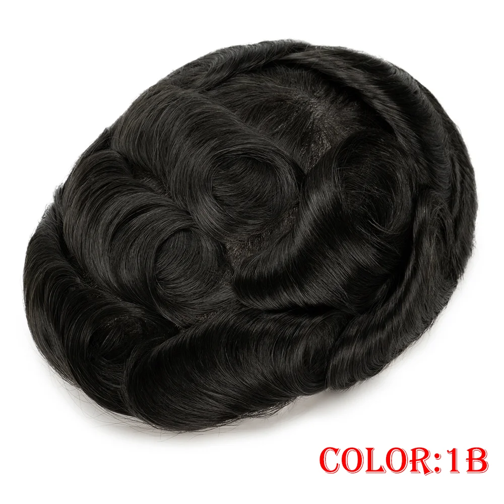 Men's Indian Human Hair Toupee – PU Skin Base, 120/130% Density