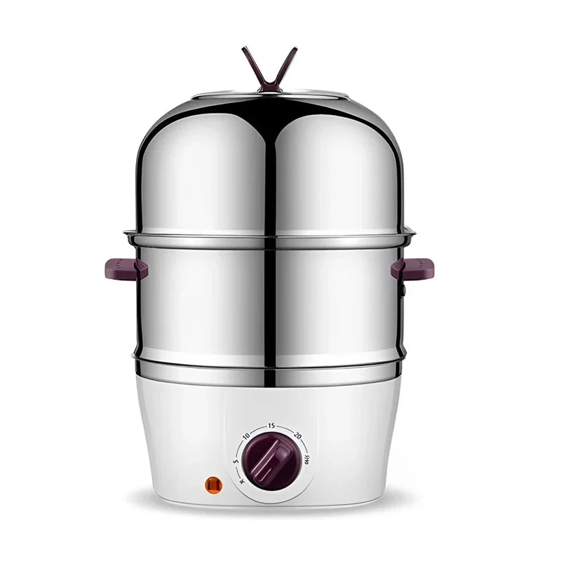 Electric Double-Layer Egg Cooker – Stainless Steel Egg Boiler Steamer