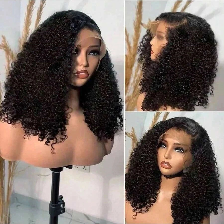 1B Natural Jerry Curly Bob 13x4 HD Lace Front Wig (Virgin Human Hair, 250% Density, 4–16")
