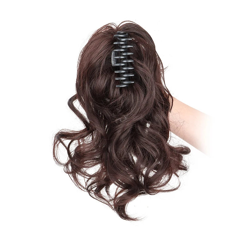 Curly Claw Clip Ponytail Extension | Synthetic Short Curly | 12 Inch | 80g | Black Brown Blonde
