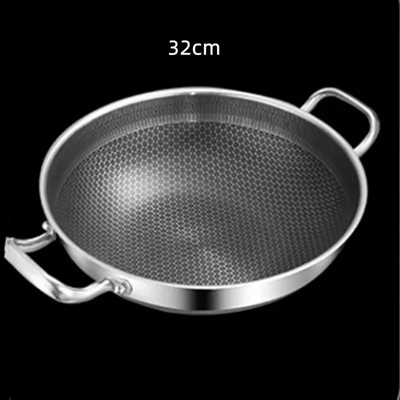 32cm 304 Stainless Steel Non-Stick Frying Pan – Induction & Gas Wok