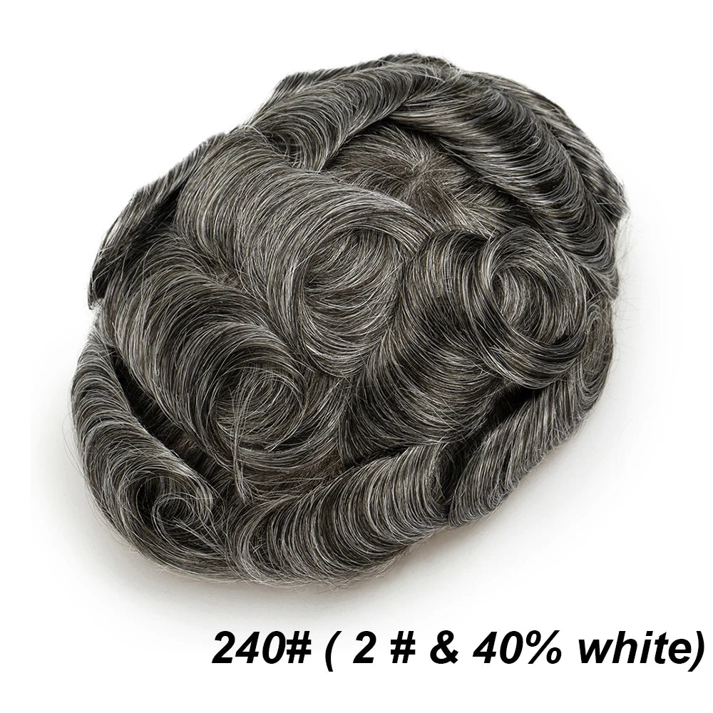 Men's Human Hair Toupee – Hollywood Skin & Lace Base, 6x8 / 7x9 / 8x10