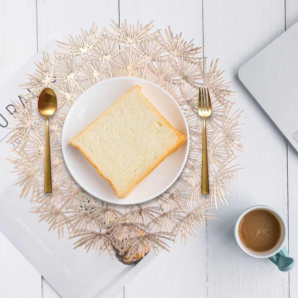 Round Blooming Flower Placemats Set – Modern PVC Heat-Resistant Table Mats for Dining & Events