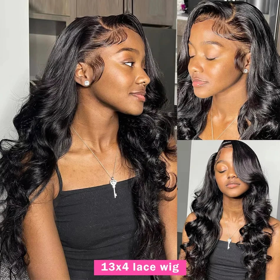 Lafino HD Transparent Lace Front Human Hair Wig (Body Wave, Remy Brazilian)