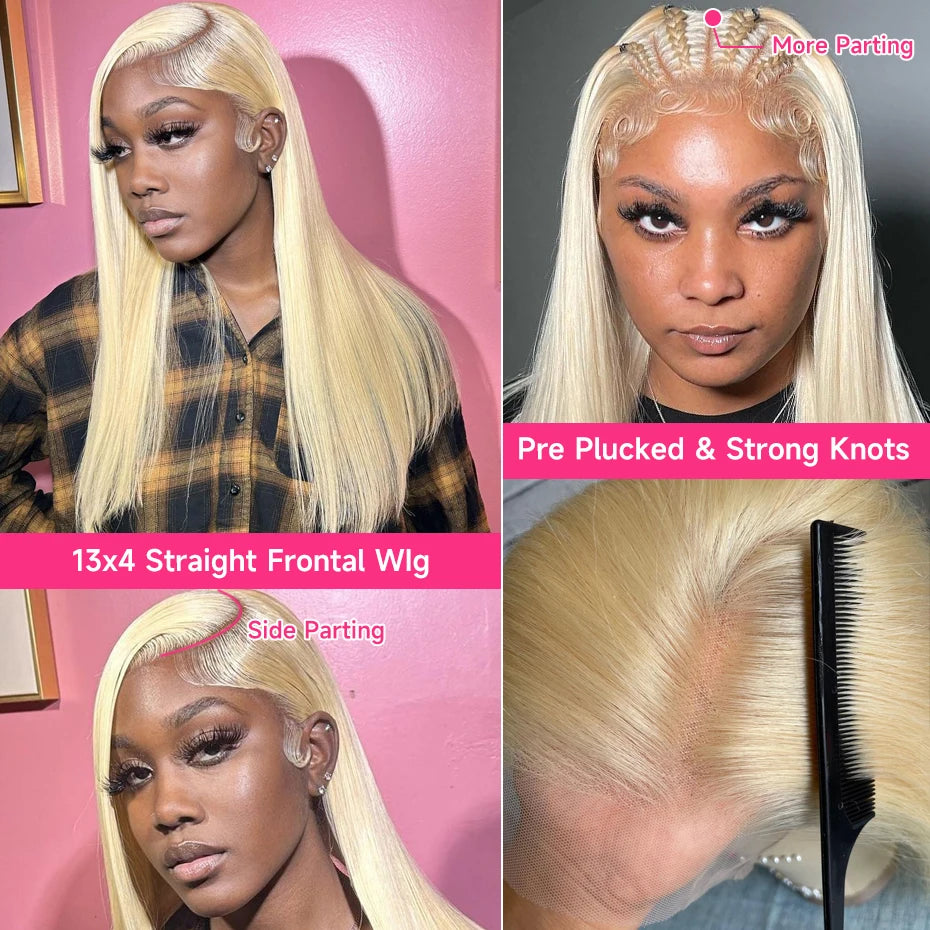 38 Inch 613 Blonde Straight 360 Lace Frontal Wig – 250% Density Human Hair