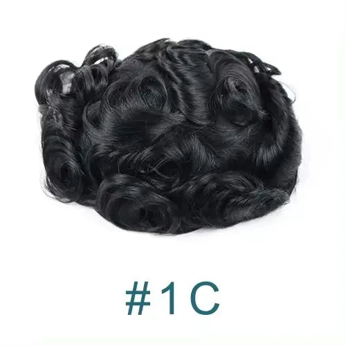 Men's Human Hair Toupee Wig – 30mm Wave, Natural Straight, 0.1mm PU Base