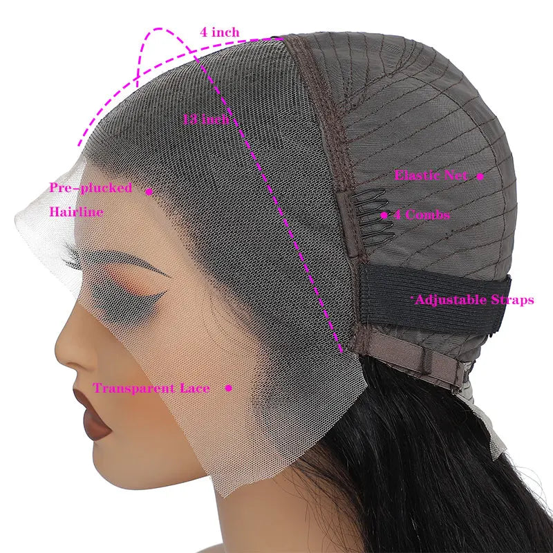 34 Inch Silky Straight Glueless Brazilian Remy Human Hair Wig (Transparent 13x4/13x6 Lace Front)