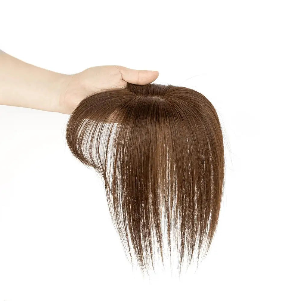 Real Human Hair Topper with 360° Bangs · 3D Hair Piece · 20–35 cm