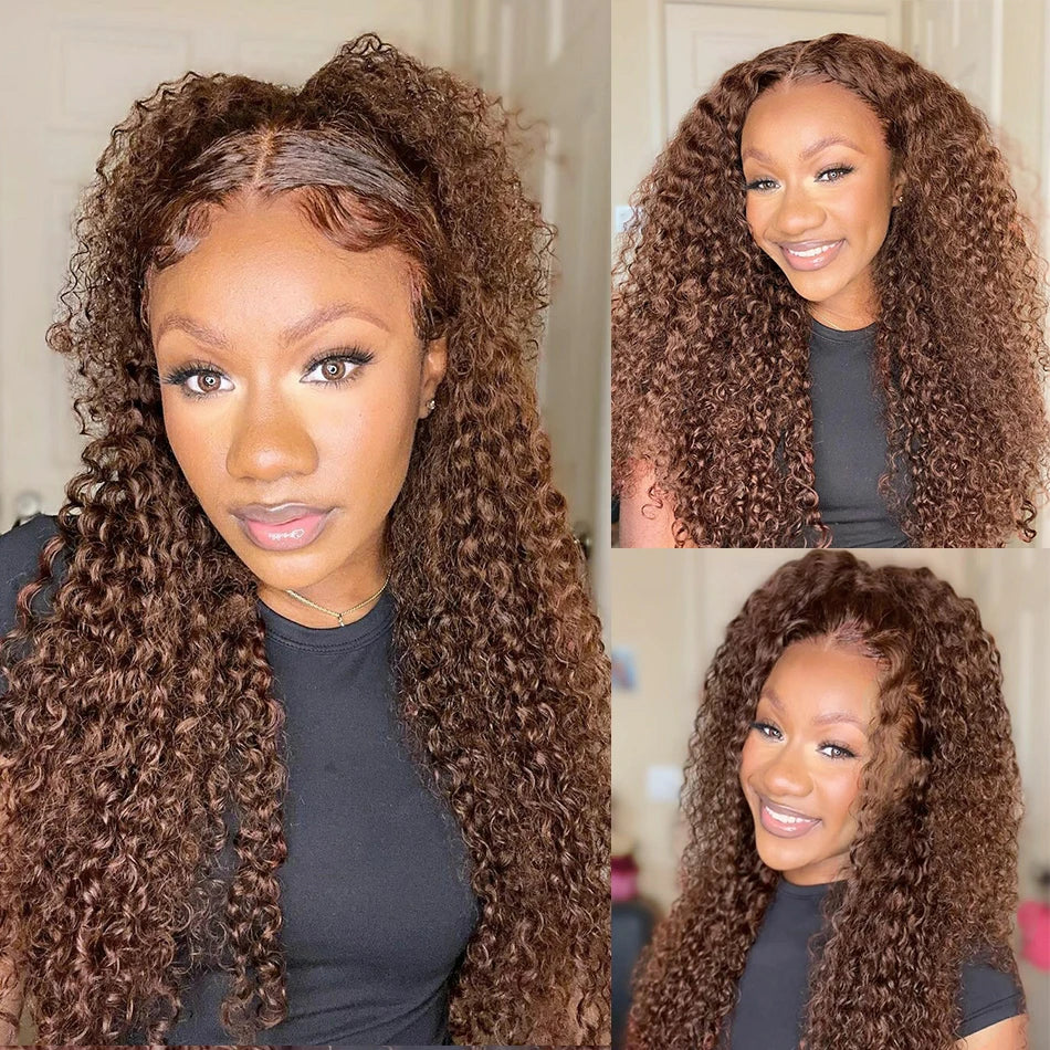 Chocolate Brown HD Lace Front Wig (13x4 / 13x6) – Deep Wave Brazilian Remy Human Hair, Pre-Plucked