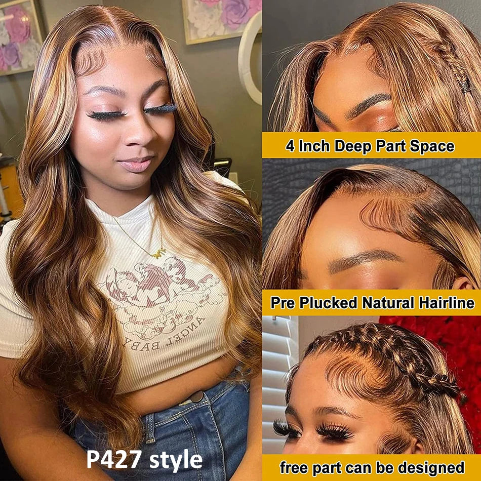 WeWave P4/27 Highlight Ombre Body Wave 13x4/13x6 HD Lace Front Wig (Brazilian Remy Human Hair)
