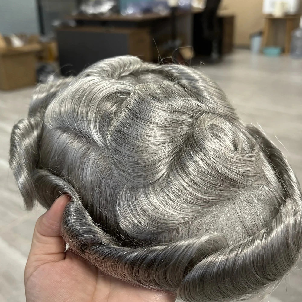 0.12mm Injected Thin Skin Male Hair Toupee | 110%-130% Density | Brazilian Remy Human Hair System