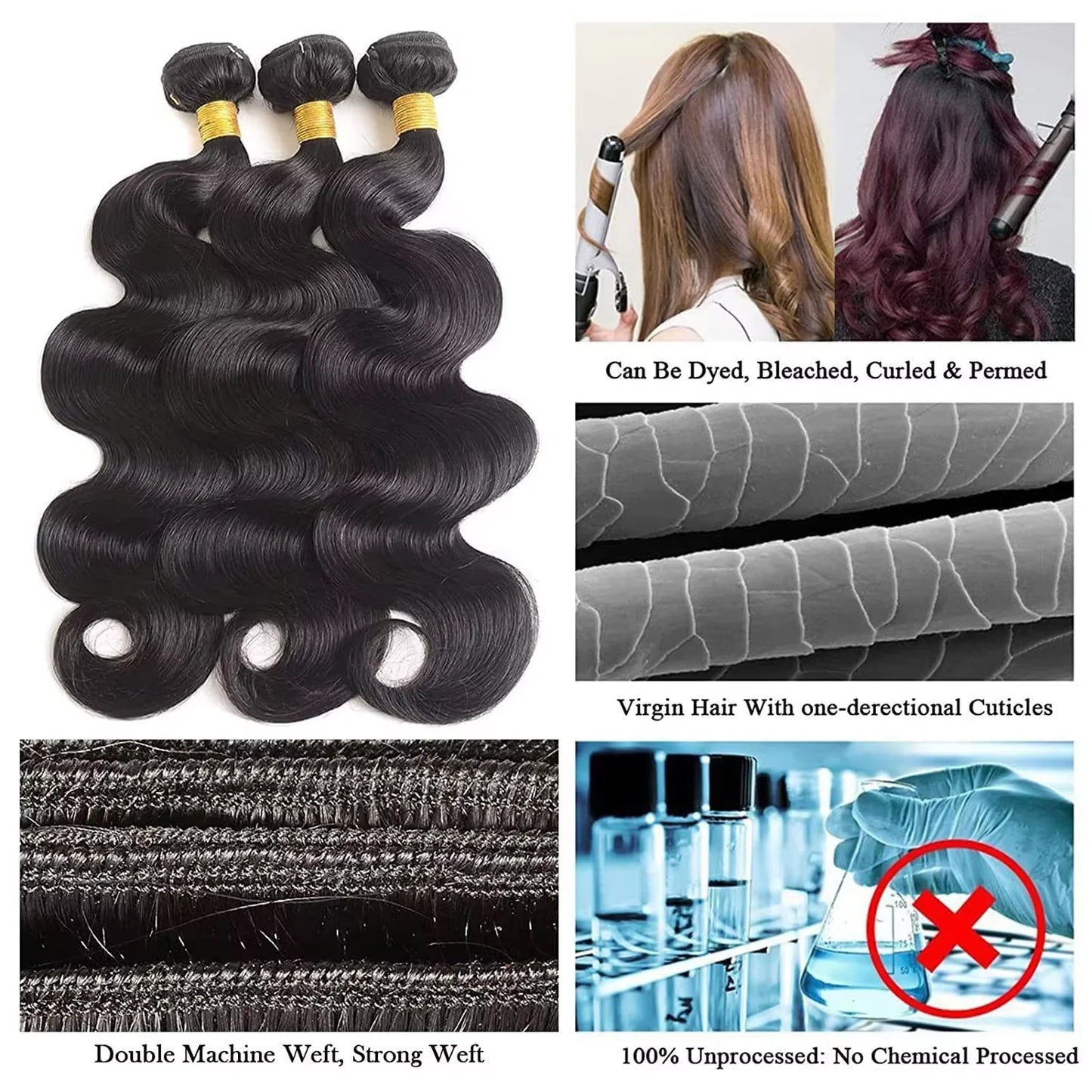 12A Brazilian Body Wave Raw Human Hair Bundles (30–40 Inch) – Wet & Wavy Remy Weave Extensions
