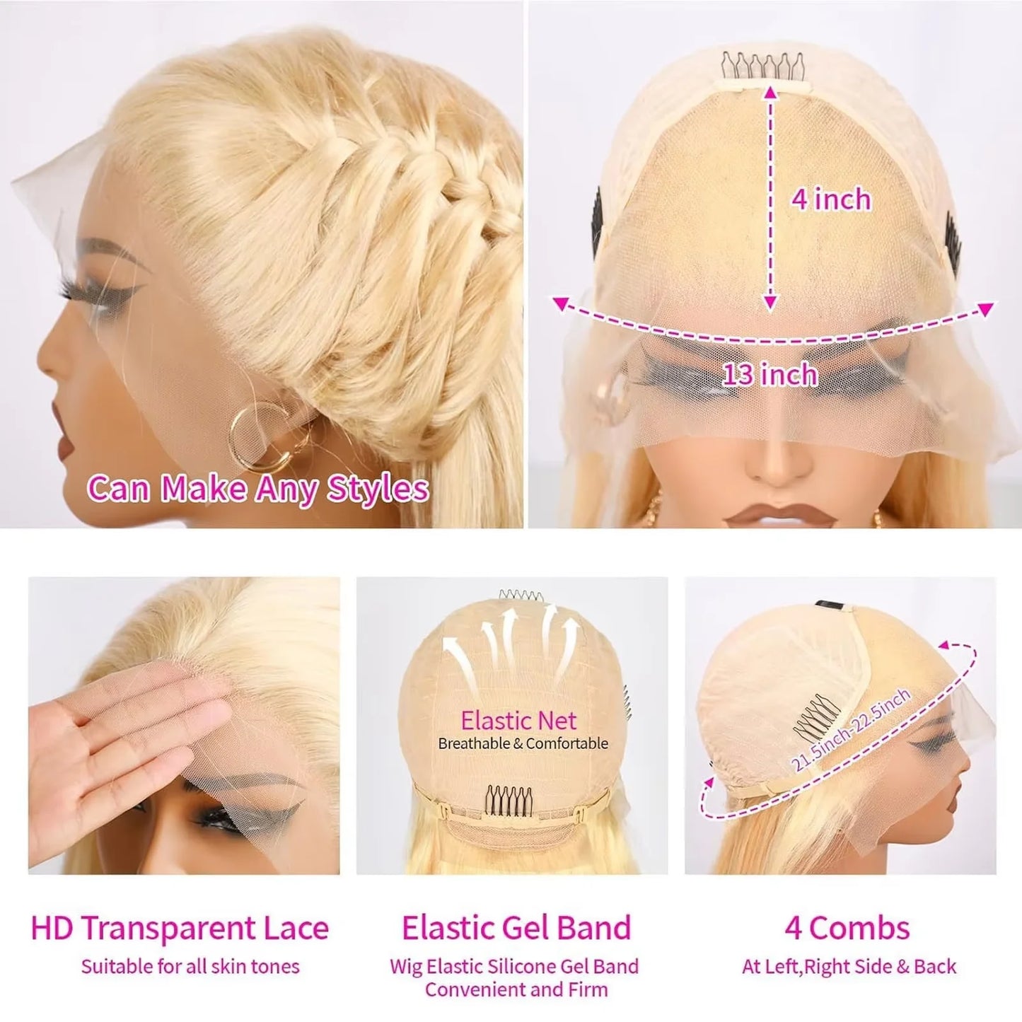 613 Blonde Straight 13x6 HD Lace Front Virgin Brazilian Human Hair Wig