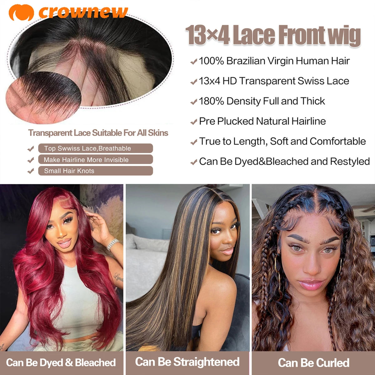 P1B-30 Ombre Body Wave 13x6 HD Lace Front Wig (Pre-Plucked, 200% Density) – Brazilian Remy Human Hair