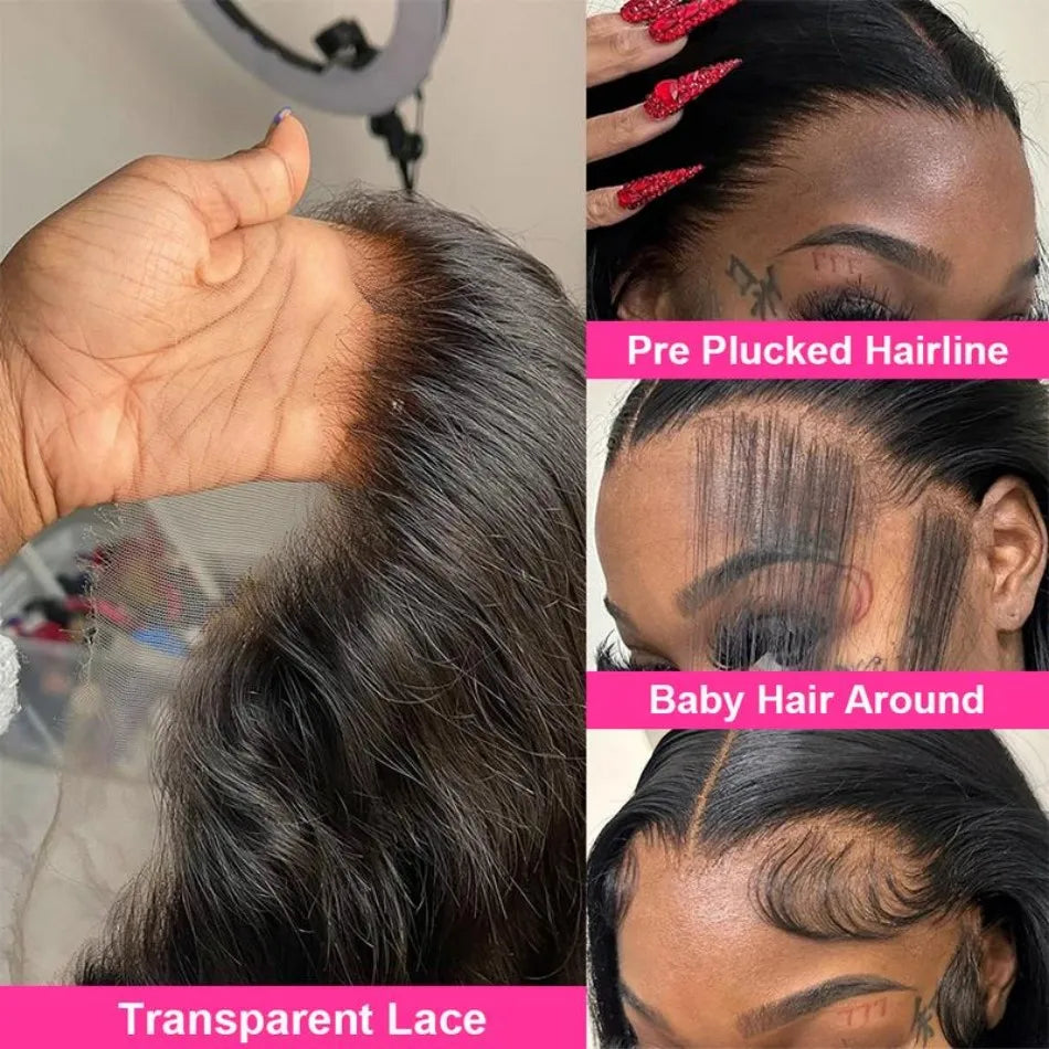 40 Inch Straight Glueless HD Lace Front Human Hair Wig (13x6 / 13x4) – 250% Density Natural Black