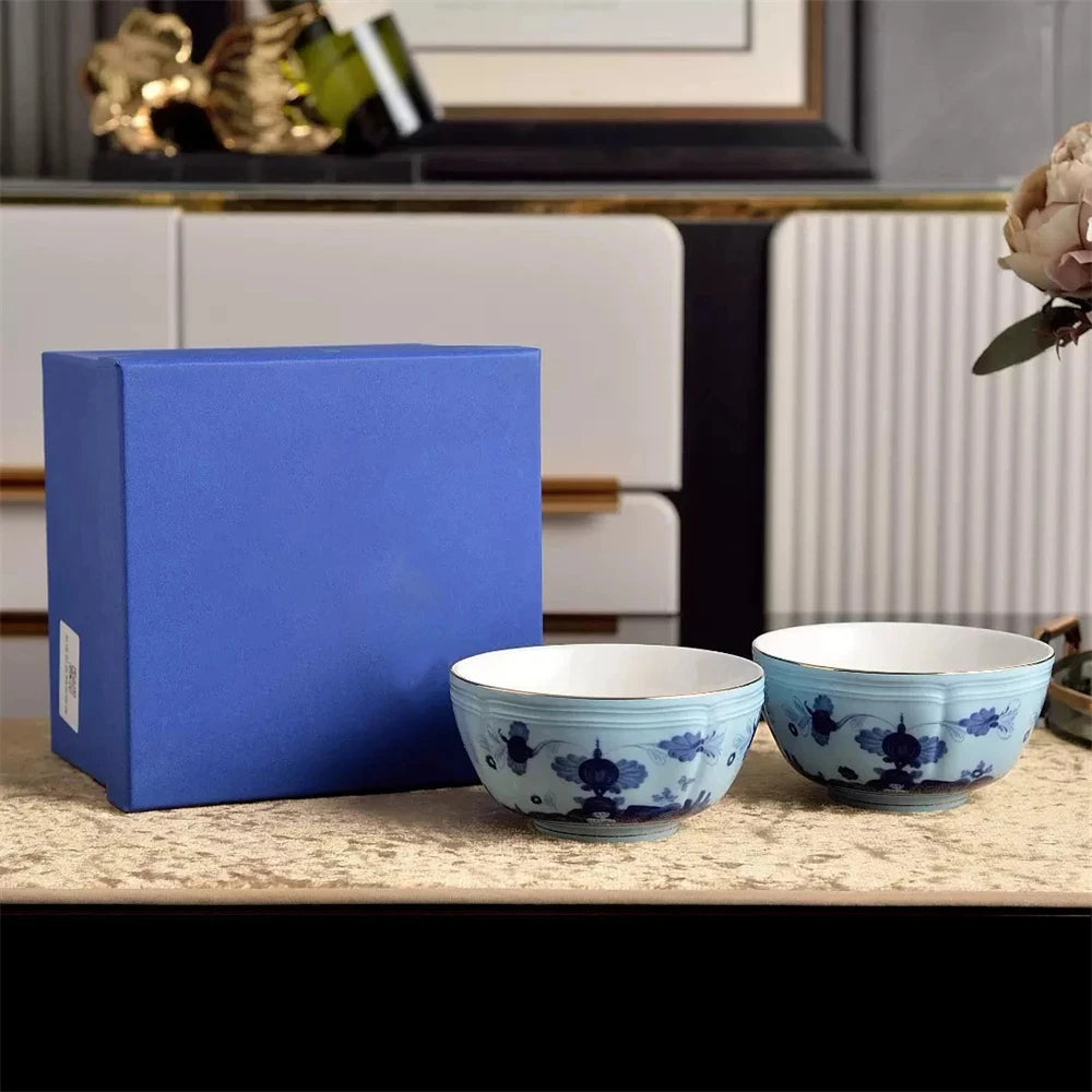 Ceramic Afternoon Tea Set – Printed Porcelain Cup, Saucer, Tray, Milk Pot & High Foot Plate