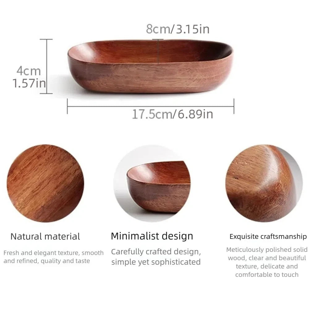 Creative Wooden Oval Salad Bowl – Japanese Boat Style Serving Tray