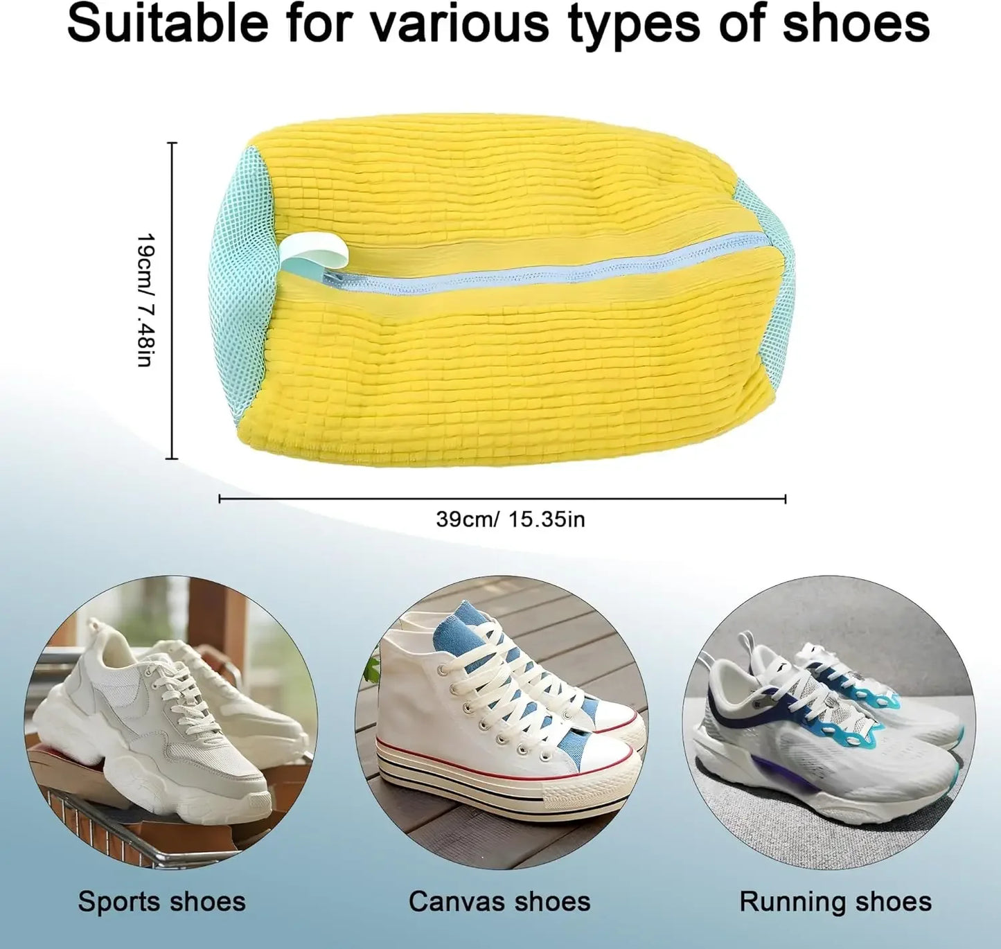 Machine Washable Shoe Washing & Drying Bag – Durable Cotton Laundry Protector with Adjustable Strap