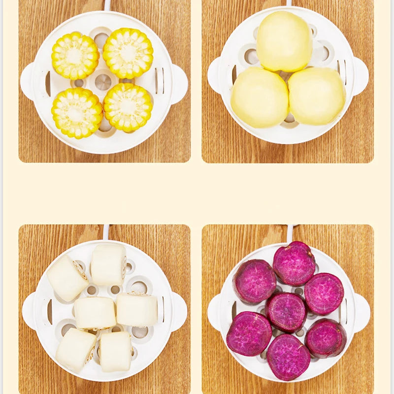 Multifunctional Electric Egg Cooker & Double-Layer Steamer | Mini Breakfast Maker