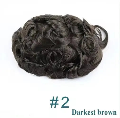 Men's Human Hair Toupee Wig – 30mm Wave, Natural Straight, 0.1mm PU Base
