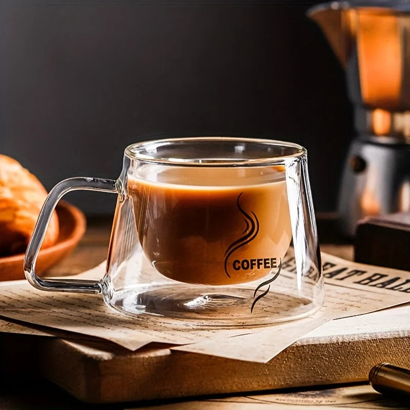 Double Wall Borosilicate Glass Coffee Mug – Heat-Resistant Espresso Cup Gift Set
