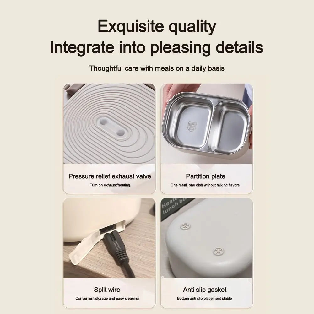304 Stainless Electric Lunch Box – Plug-In 1 L Constant-Temperature Food Warmer