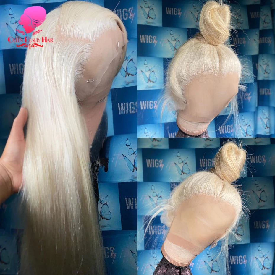 38 Inch 613 Blonde Straight 360 Lace Frontal Wig – 250% Density Human Hair