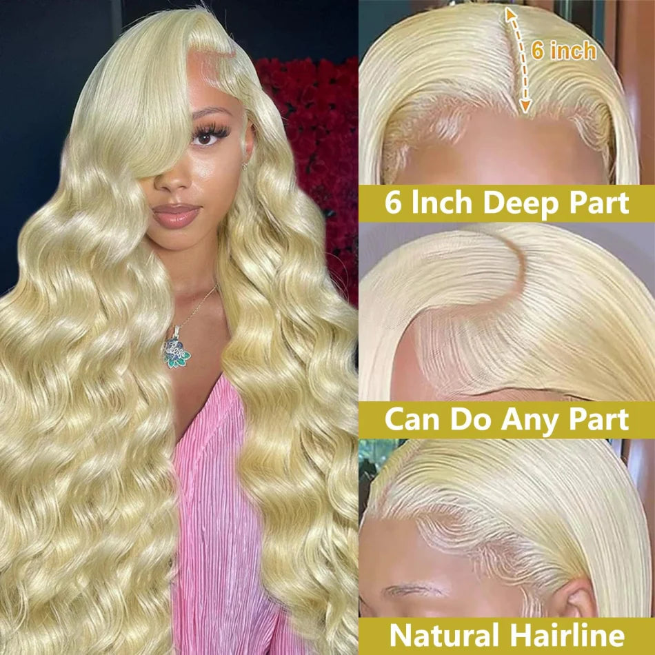 613 Blonde 13x6 HD Lace Frontal Body Wave Human Hair Wig – 40 Inch, 230% Density