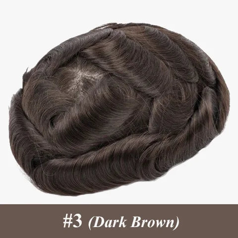 Men's Human Hair Toupee – Australia Double Layer Lace & PU Base Hair System