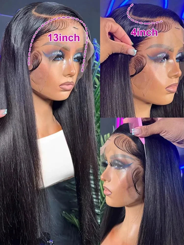 220 Density Bone Straight 13x6 HD Lace Front Wig (13x4 Option, Pre-Plucked) – Brazilian Remy Human Hair