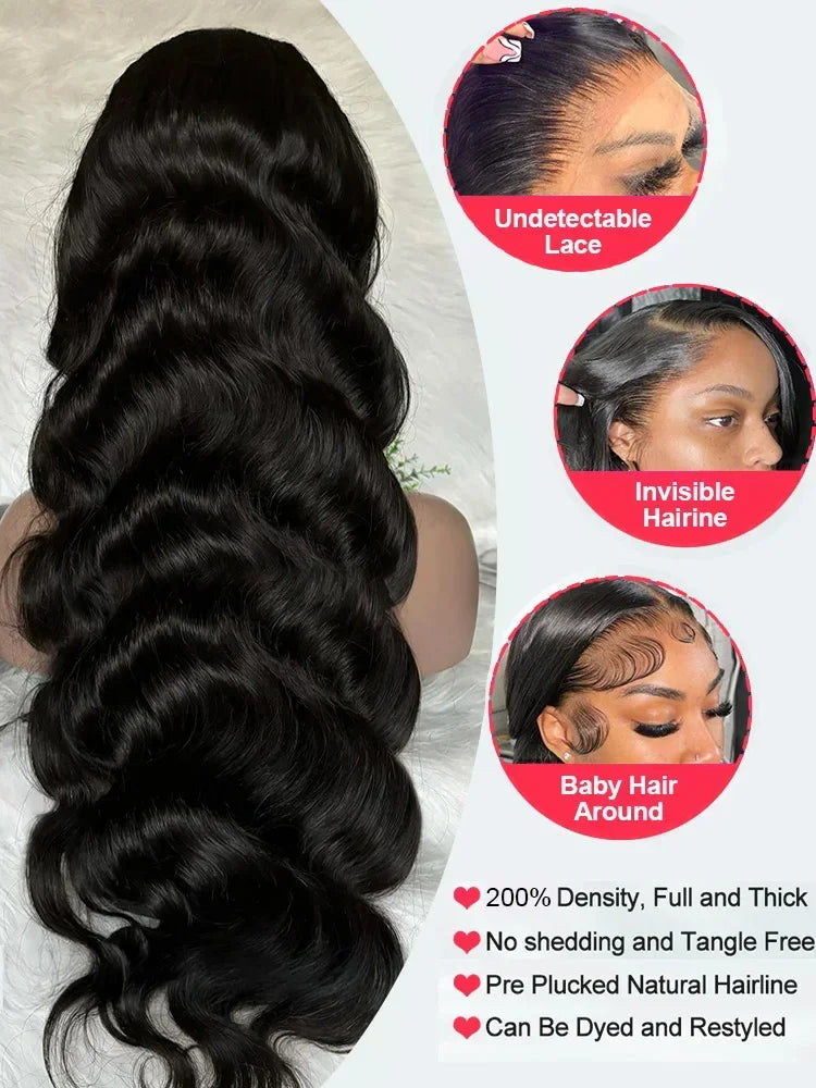 Body Wave Human Hair Lace Front Wig – 13x4 / 13x6 / 5x5 Glueless | 200–250 Density | 20–36 Inch