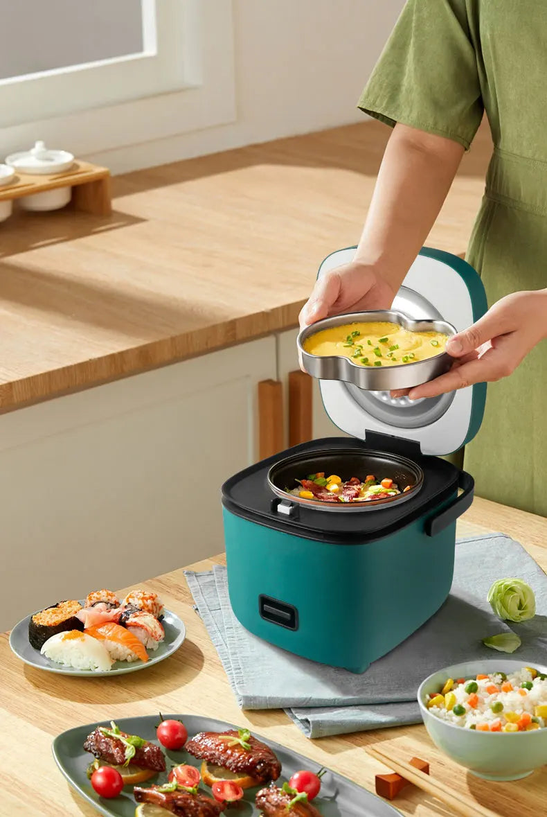 Mini Rice Cooker 1.2L – Compact Electric Steamer for 1–2 People
