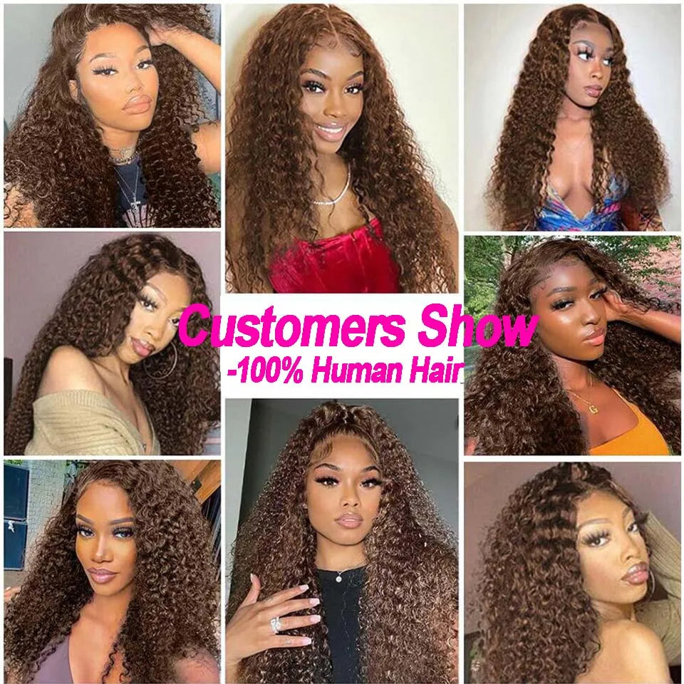 Chocolate Brown HD Lace Front Wig (13x4 / 13x6) – Deep Wave Brazilian Remy Human Hair, Pre-Plucked