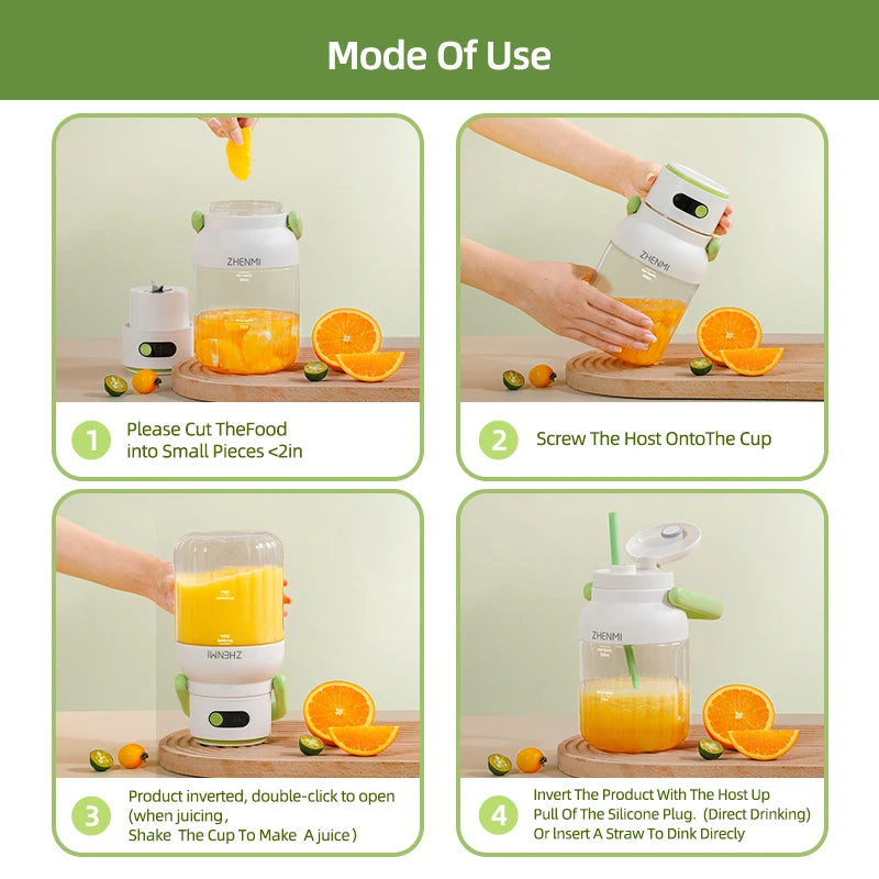 Portable Juicer 33oz – USB-C Rechargeable Fruit & Vegetable Juice Maker, Easy to Clean