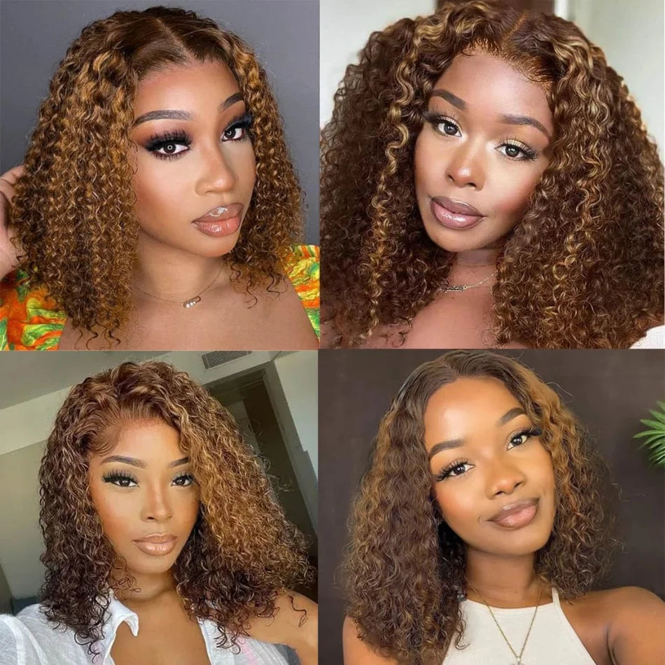 427 Highlight Deep Wave Bob Wig (250% Density) | Glueless 5x5 HD Lace Closure | Brazilian Human Hair