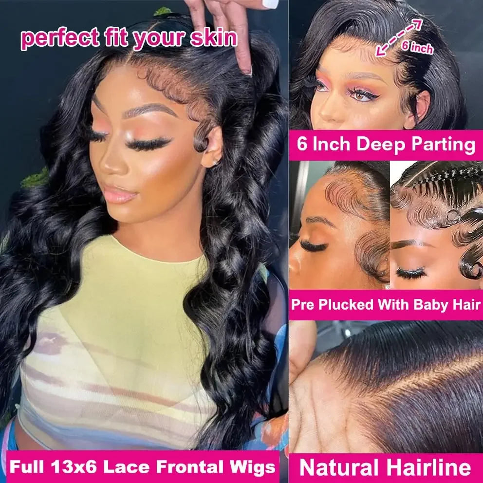 13x4 & 13x6 Body Wave HD Transparent Lace Front Human Hair Wig – Brazilian Remy Glueless Wig