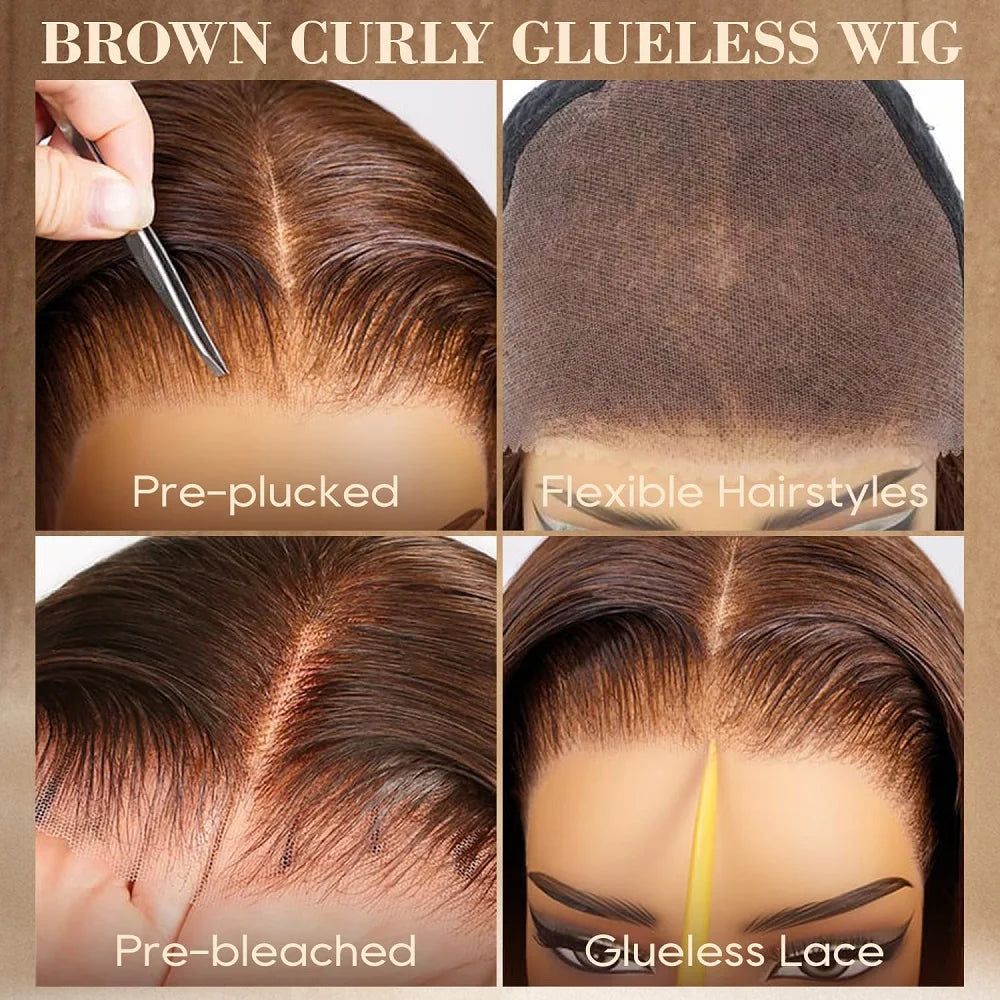 Chocolate Brown Deep Wave 5x5 Glueless Human Hair Wig | Ready to Wear | WowPopMall Hair